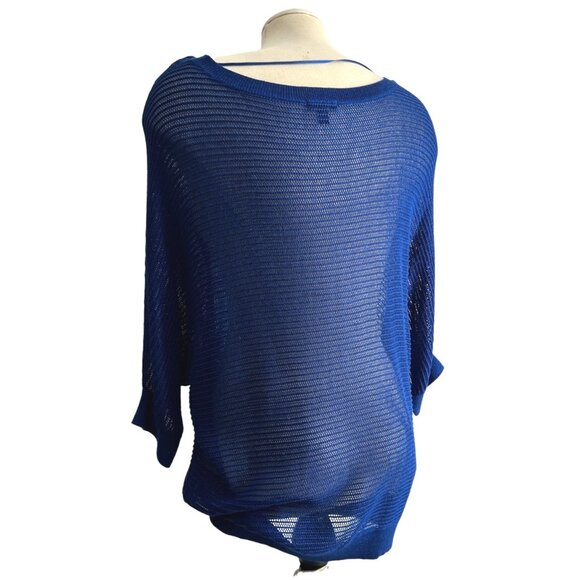 Apt9 Open Sparkly Knit Short Sleeve Round Neck Sweater Blouse Sz XL Womens Blue - Picture 9 of 10